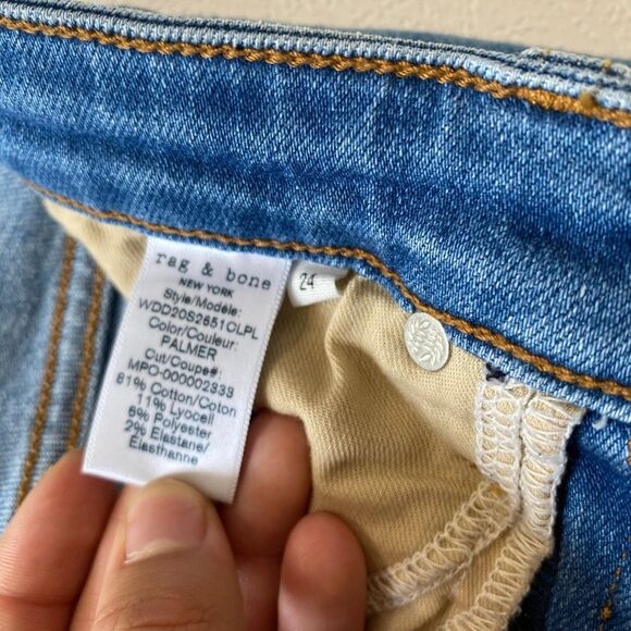 rag & bone Cate Mid Rise Ankle Skinny Jeans – Women’s 24 Palmer Blue Raw Hem - Picture 6 of 12